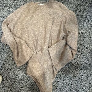 NWOT Cozy Tan Knit Sweater Bodysuit
